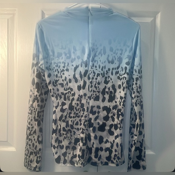 Calvin Klein Blue and Black Patterned Blouse - Picture 6 of 7